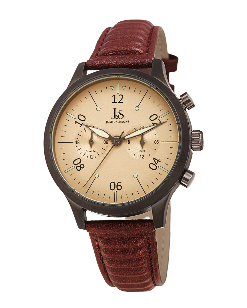 Joshua And Sons Joshua & Sons Men's Grooved Leather Watch