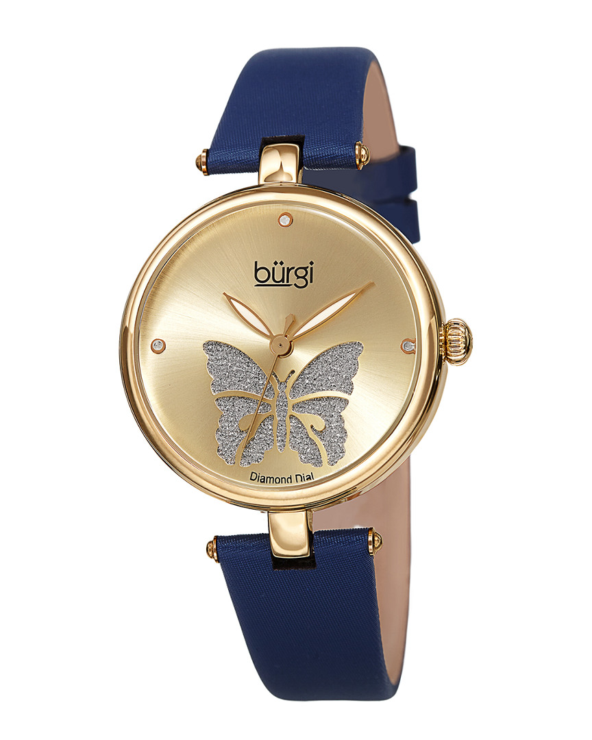 Burgi Women's Satin Leather Diamond Watch