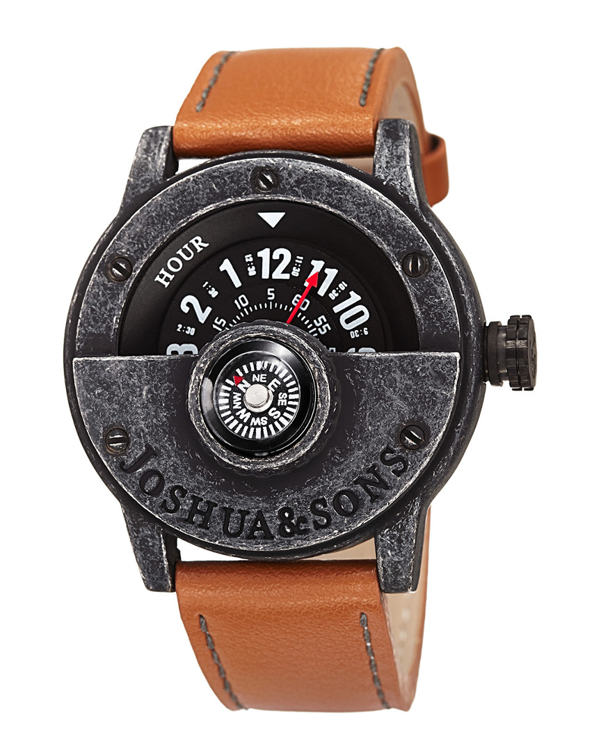 Joshua And Sons Joshua & Sons Men's Leather Watch In Brown