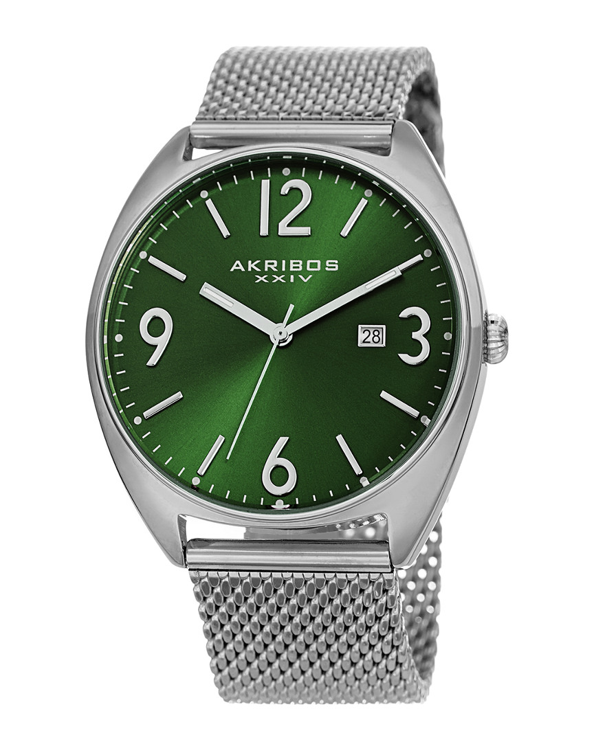 Akribos Xxiv Men's Stainless Steel Mesh Watch