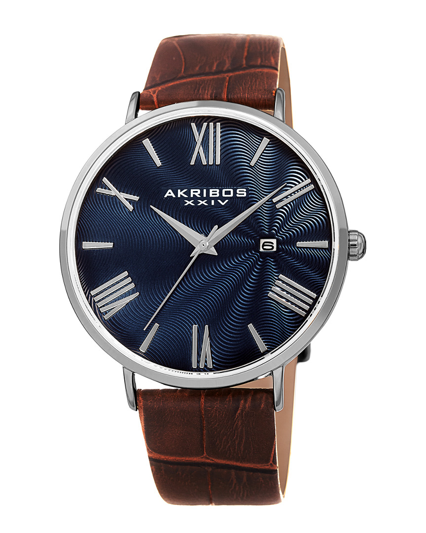Akribos Xxiv Men's Leather Watch