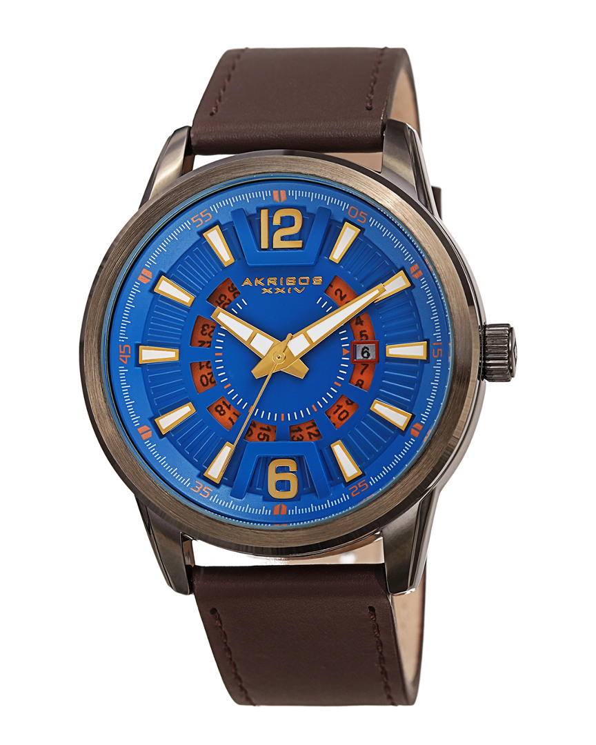 Akribos Xxiv Men's Genuine Leather Watch