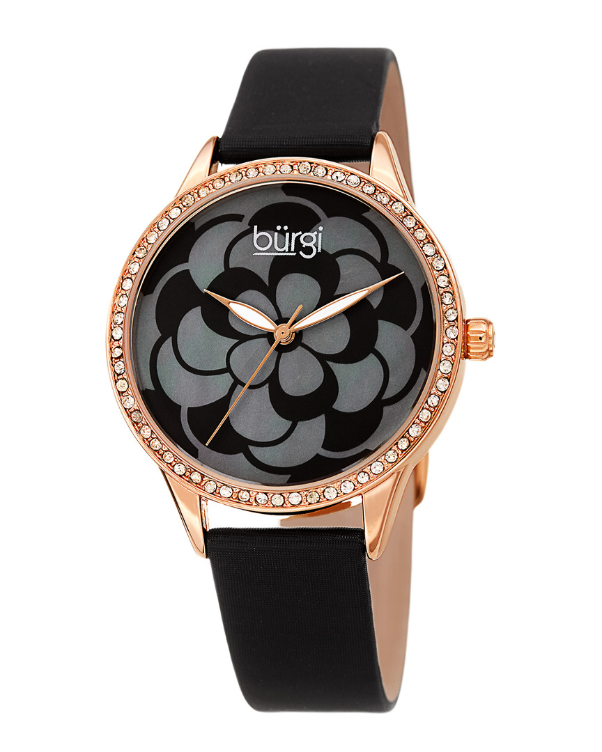 Burgi Women's Satin Over Leather Watch