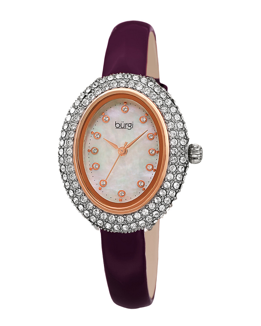 Burgi Women's Patent Leather Watch