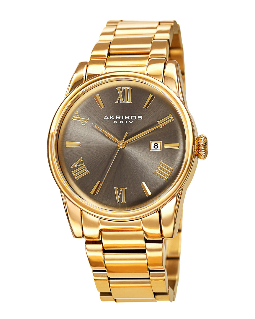 Akribos Xxiv Men's Stainless Steel Watch In Gold