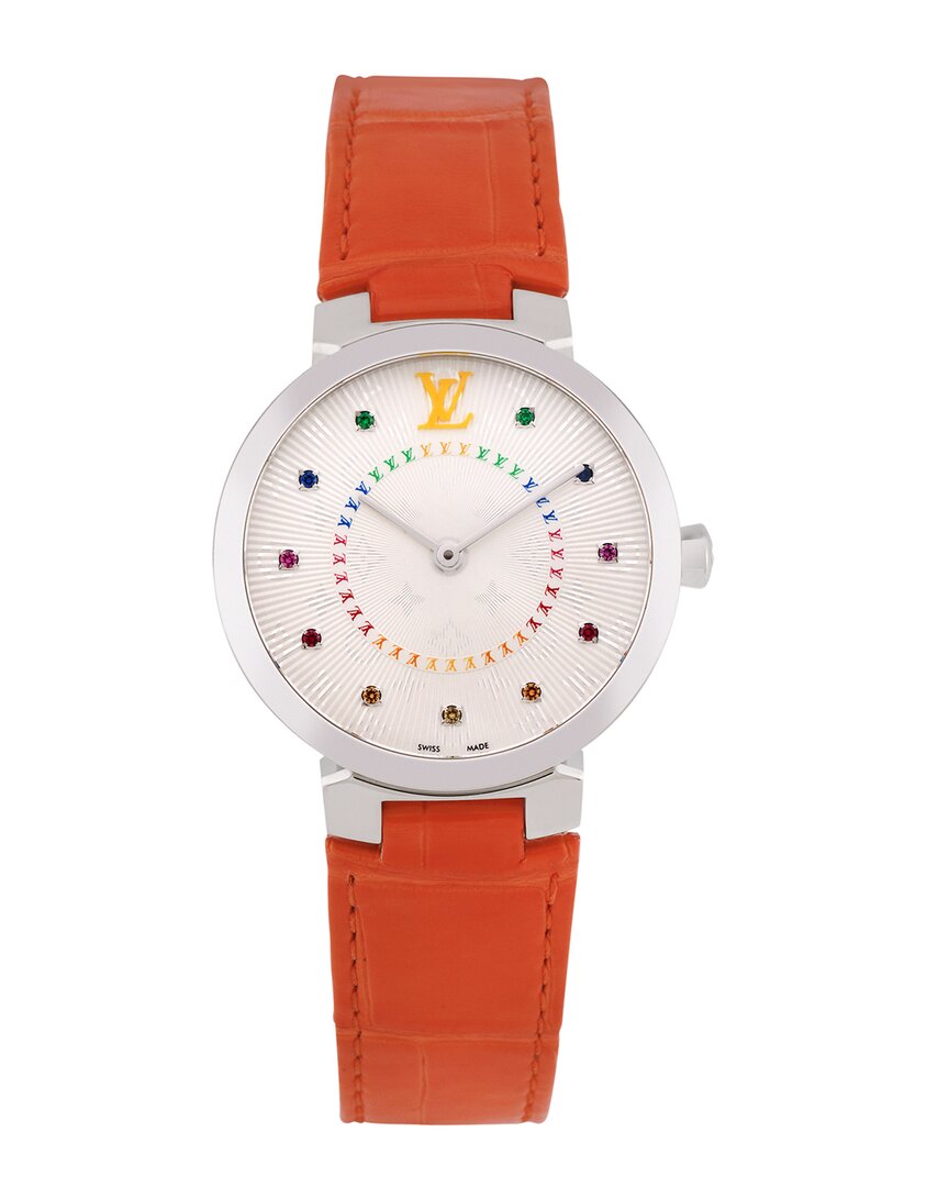 Pre-owned Louis Vuitton Women's Tambour Slim Mm Rainbow Watch
