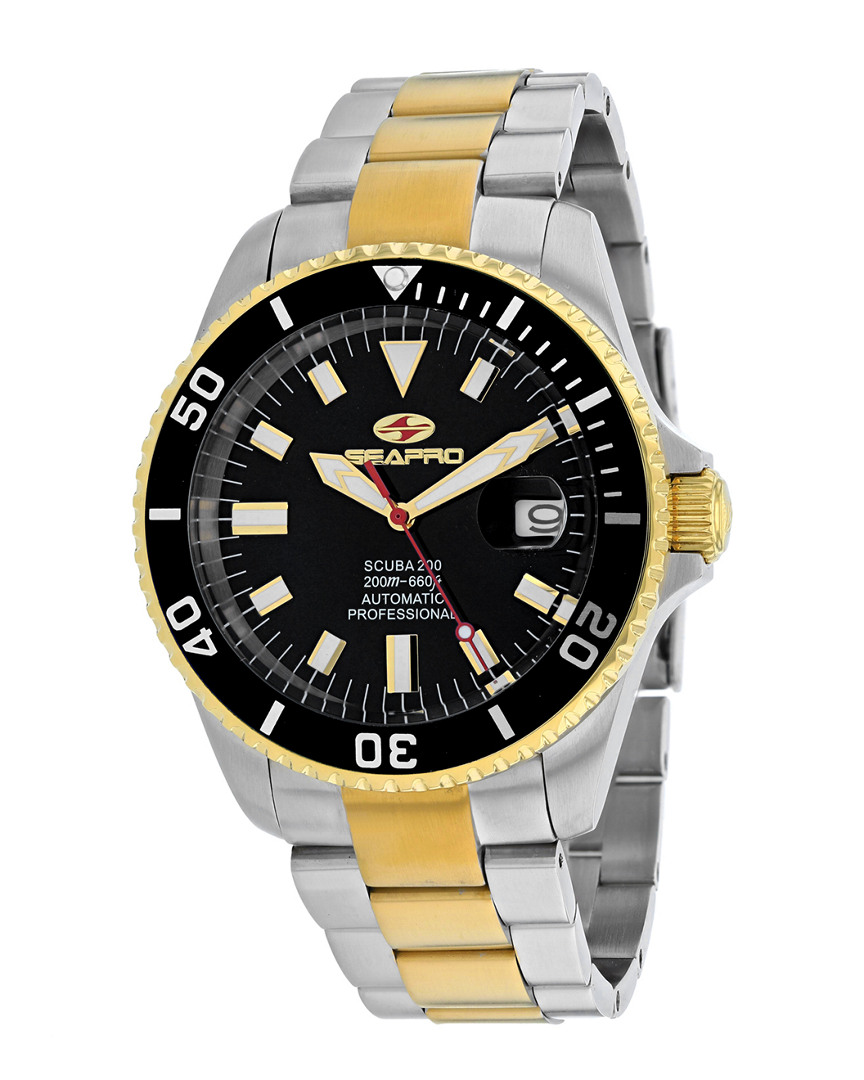 Seapro Scuba 200 Automatic Black Dial Men's Watch Sp4326 In Two Tone  / Black / Gold Tone / Yellow