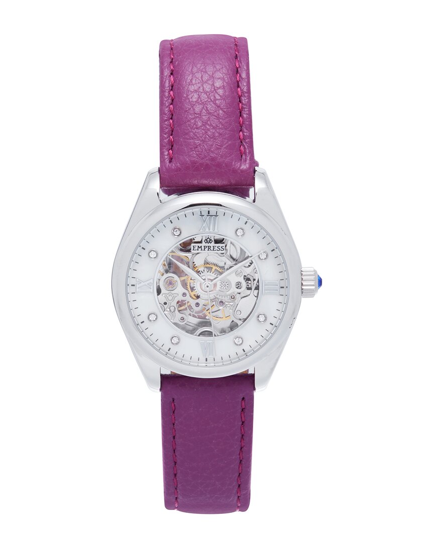 Empress Magnolia White Dial Ladies Watch Empem3605 In Purple / Silver / White