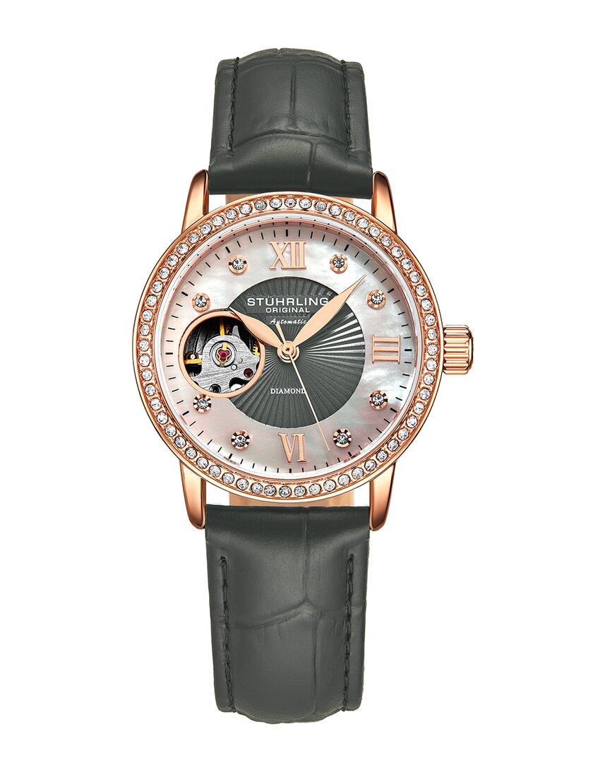 Stuhrling Original Legacy 3952 Automatic 34mm Skeleton In Gold