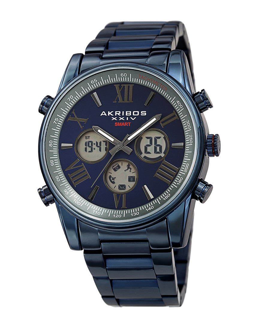 Akribos Xxiv Men's Stainless Steel Watch In Blue