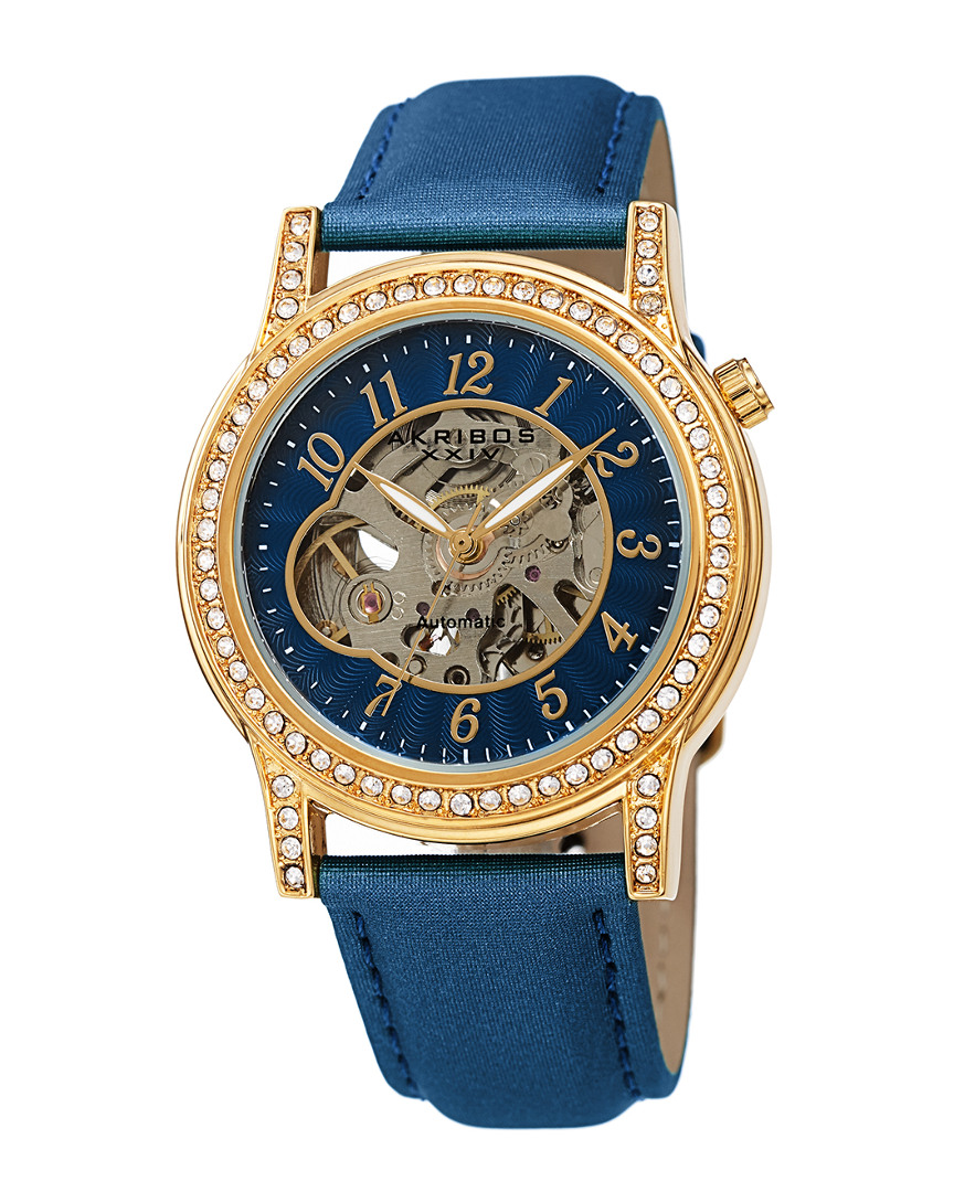 AKRIBOS XXIV AKRIBOS XXIV WOMEN'S SATIN OVER LEATHER WATCH