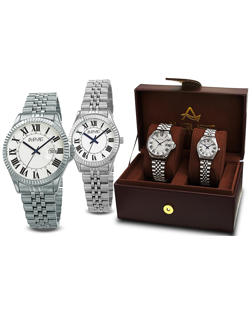 August Steiner Unisex Stainless Steel Watch Set In Metallic  display picture 3