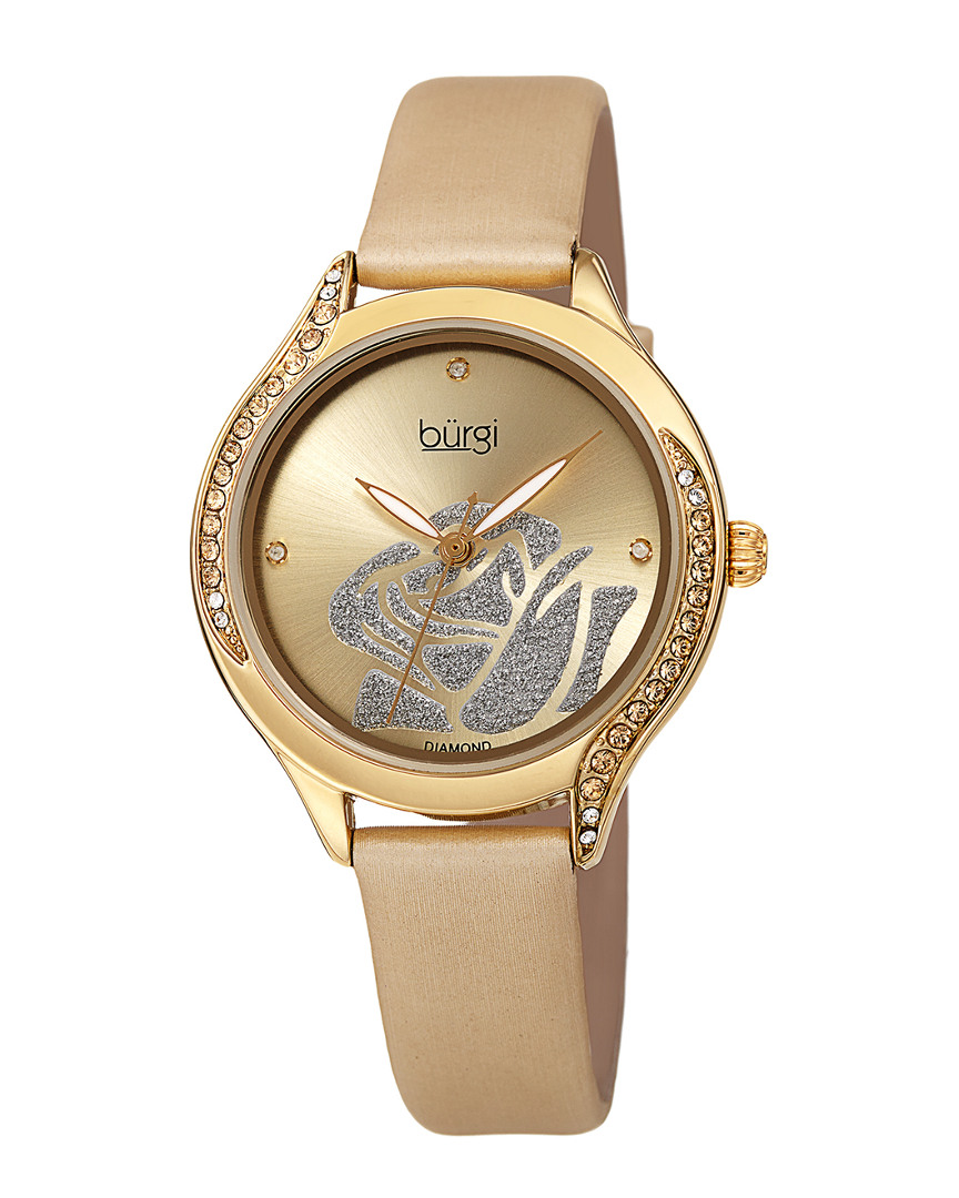 Burgi Women's Leather Diamond Watch