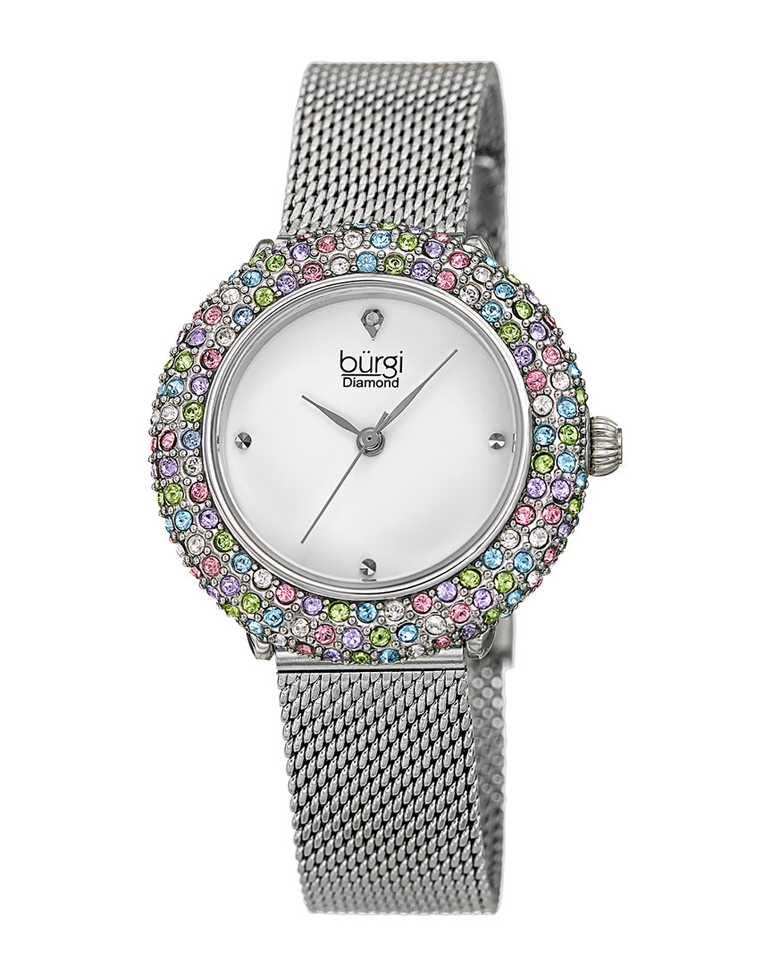 Burgi Women's Stainless Steel Diamond Watch
