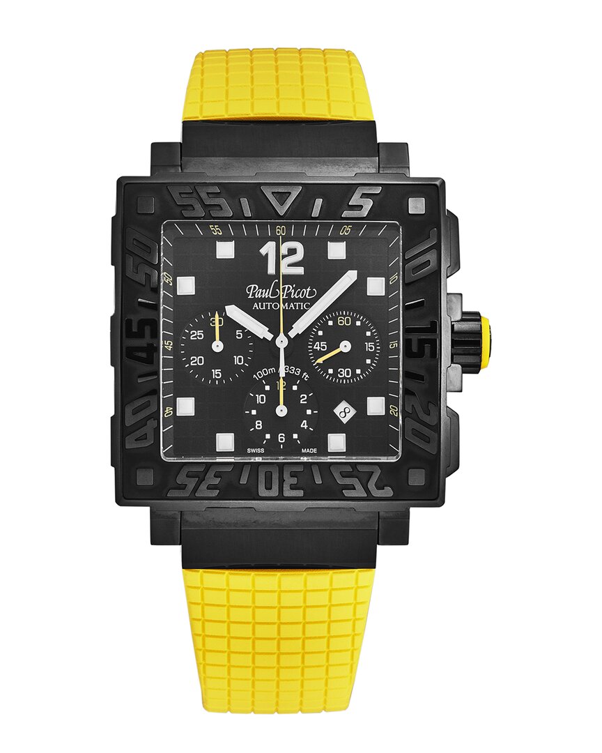 Paul Picot Men's C-type Watch In Black / Yellow