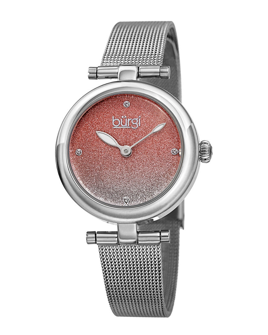 Shop Burgi Women's Stainless Steel Mesh Watch