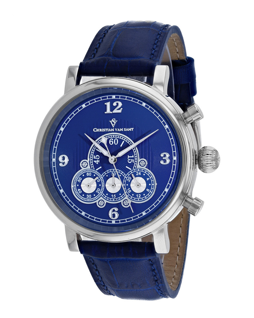 Christian Van Sant Dominion Mens Chronograph Quartz Watch Cv0712 In Blue