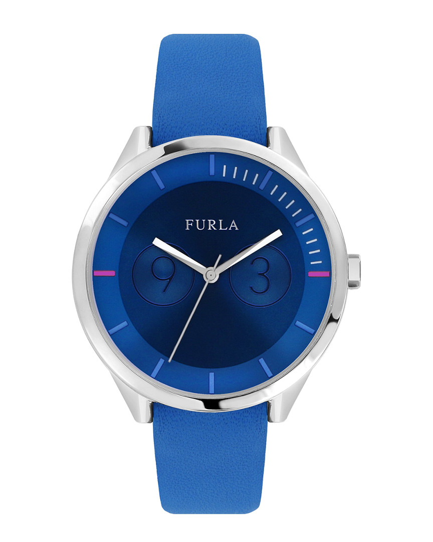 Furla Women's Metropolis Blue Dial Calfskin Leather Watch