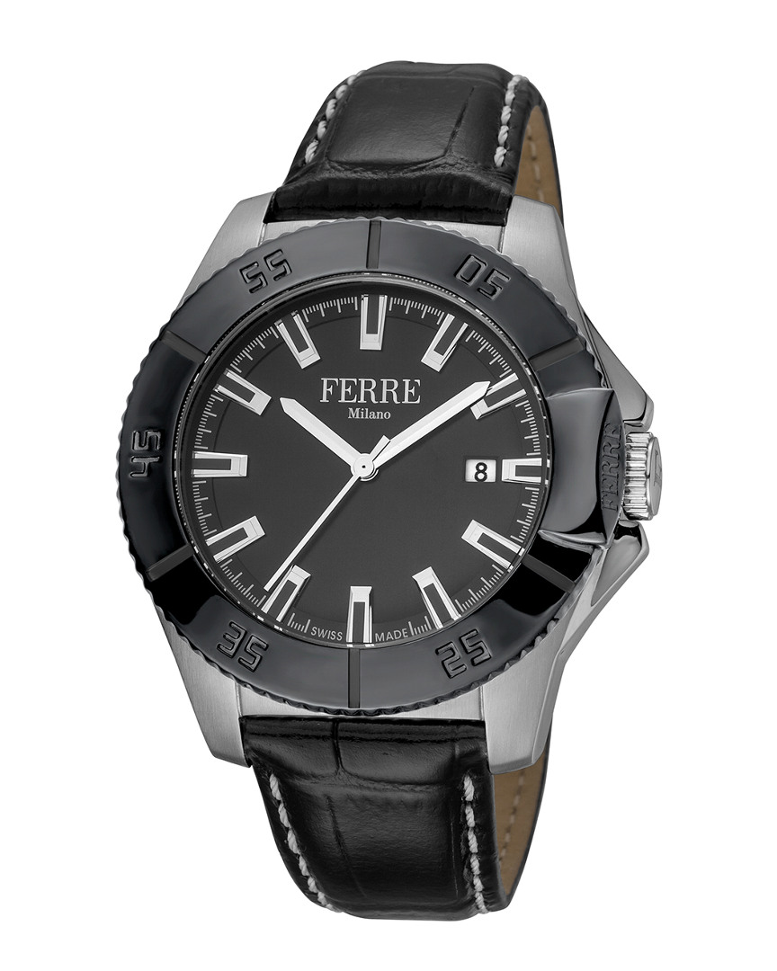 Ferre Milano Black Dial Men's Watch Fm1g085l0041 In Black / Silver
