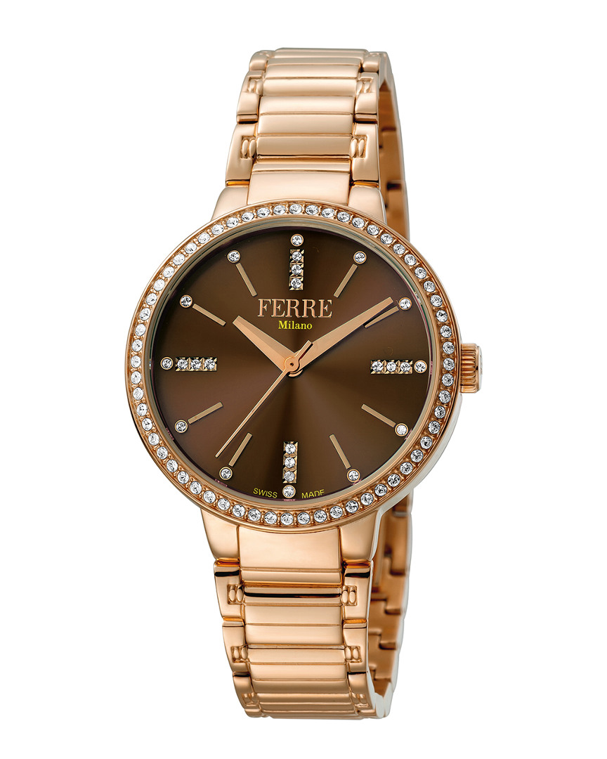 Ferre Milano Brown Dial Ladies Watch Fm1l084m0091