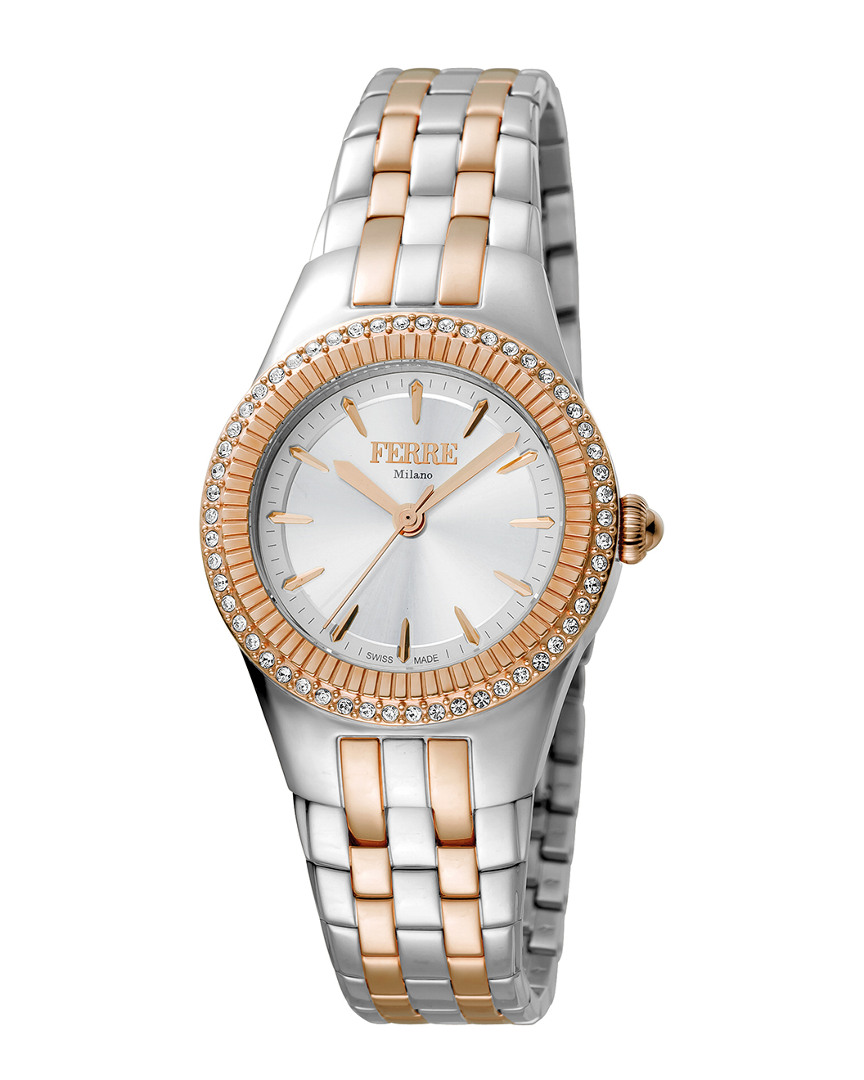 Ferre Milano Women's Chocolate Dial Stainless Steel Watch In White