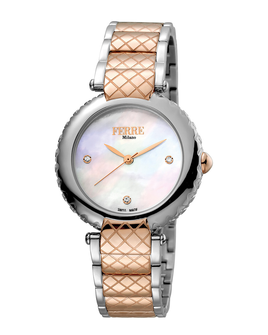 Ferre Milano Women's Black Dial Stainless Steel Watch In Multi