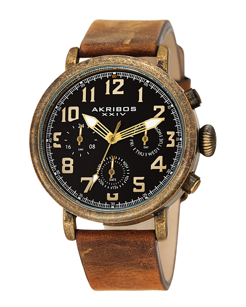 Akribos Xxiv Men's Leather Watch