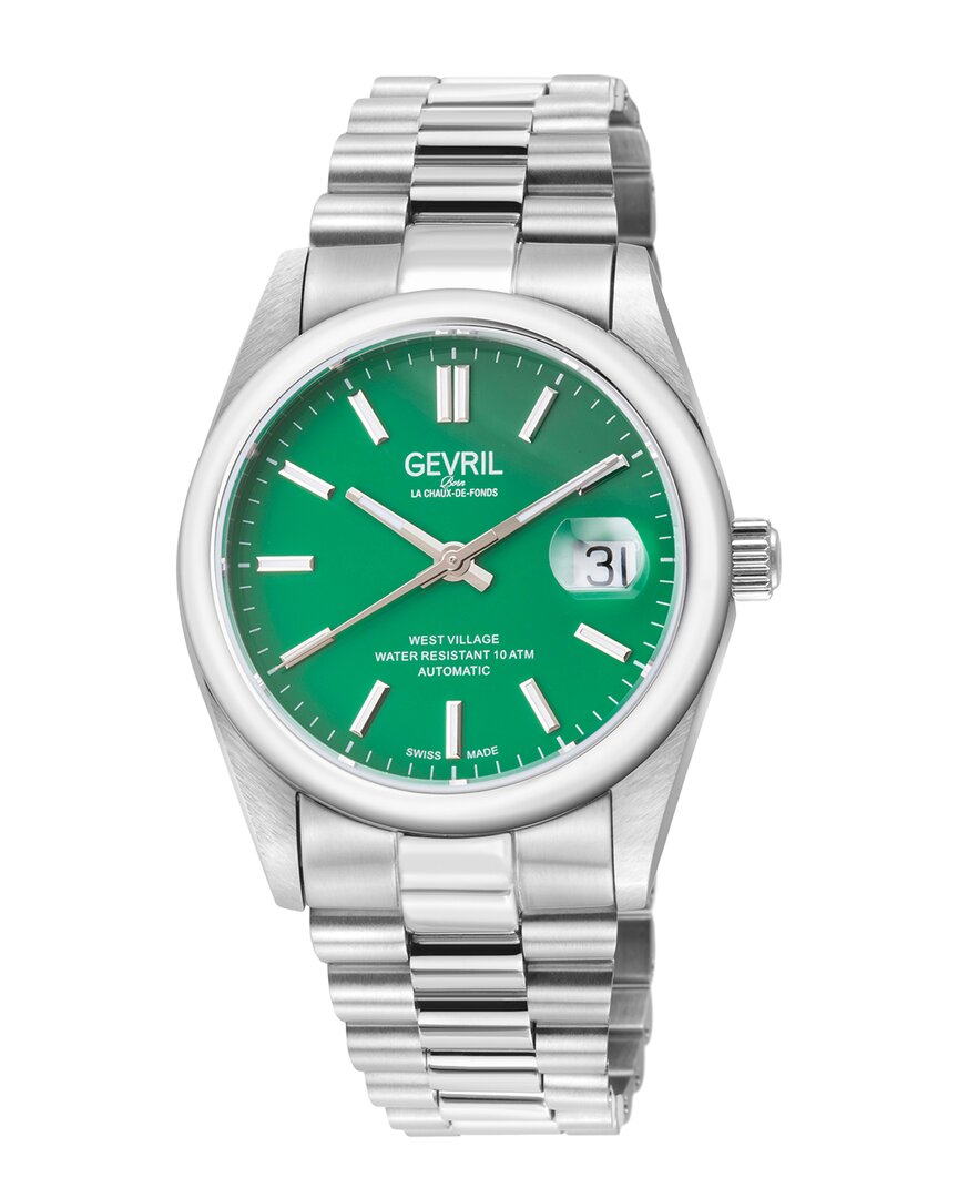 Gevril West Village Automatic Green Dial Mens Watch 48934b