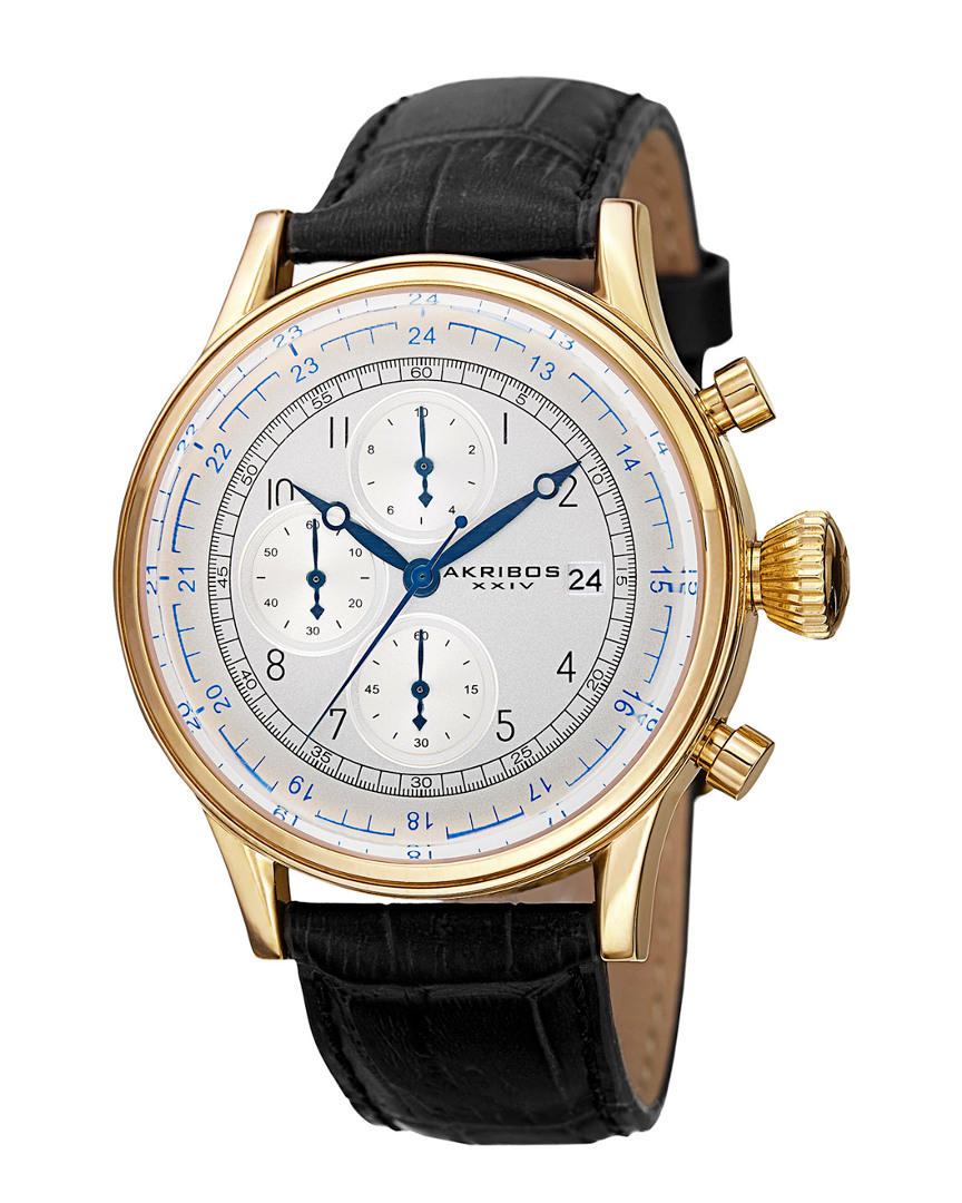 Akribos Xxiv Men's Leather Watch
