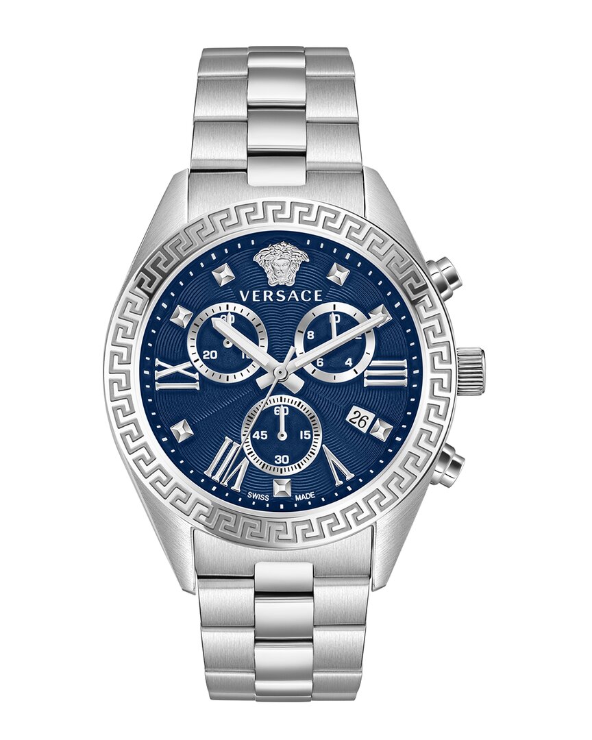 Versace 40mm Ss Blu Dial Slv Bra