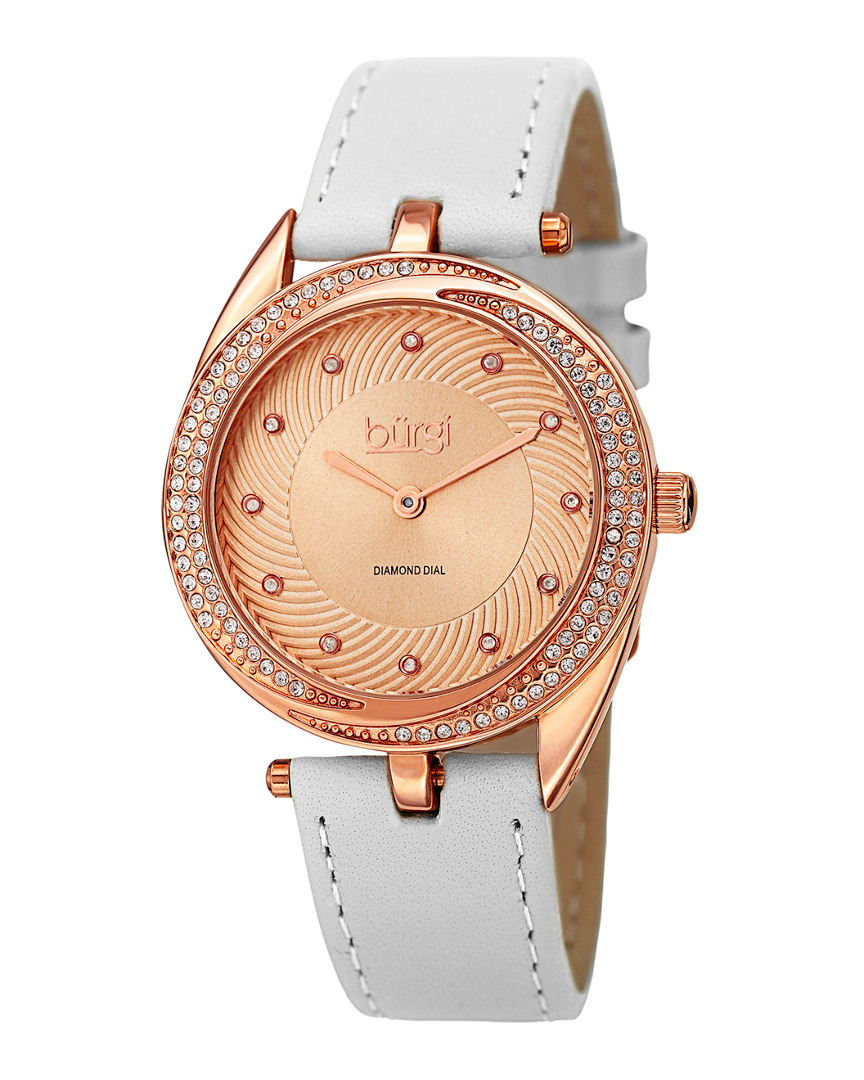 Burgi Women's Leather Diamond Watch In Multicolor
