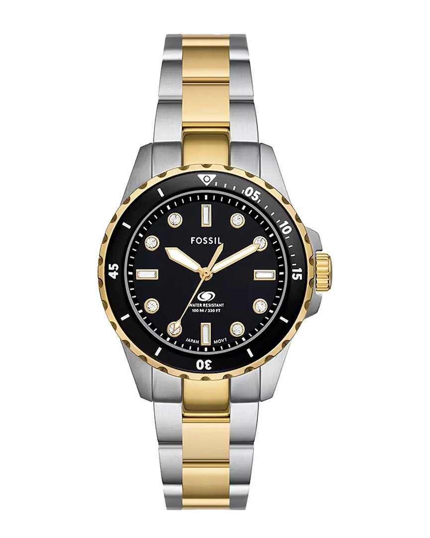 Fossil Women's Blue Dive Three-hand Two-tone Stainless Steel Watch 36mm