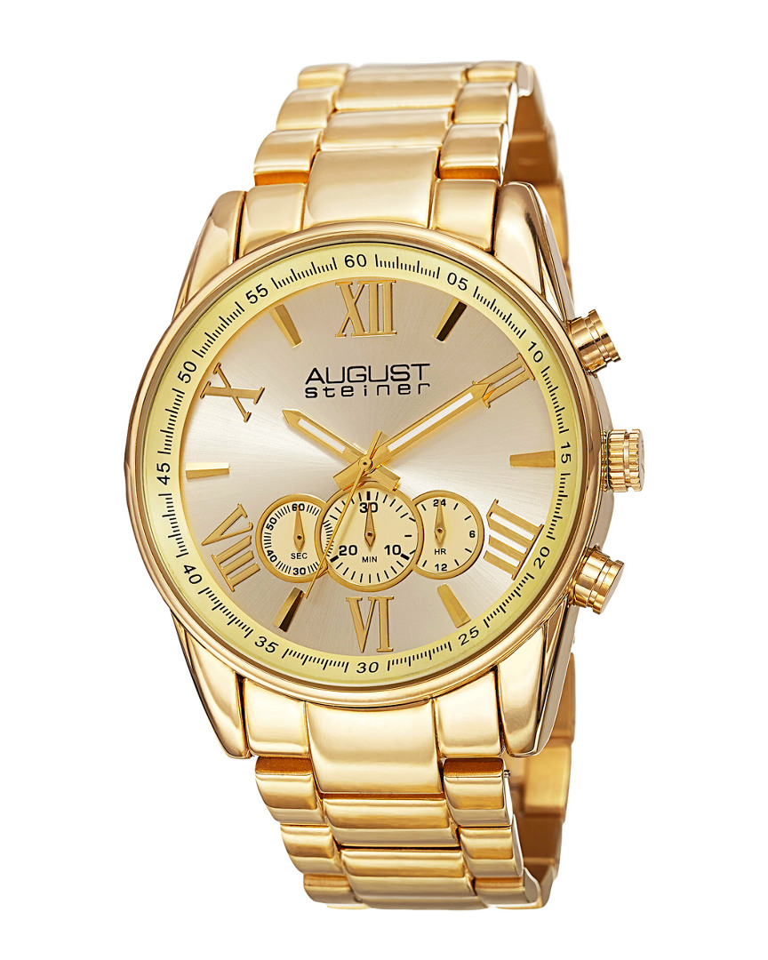 August Steiner Men's Stainless Steel Watch In Gold