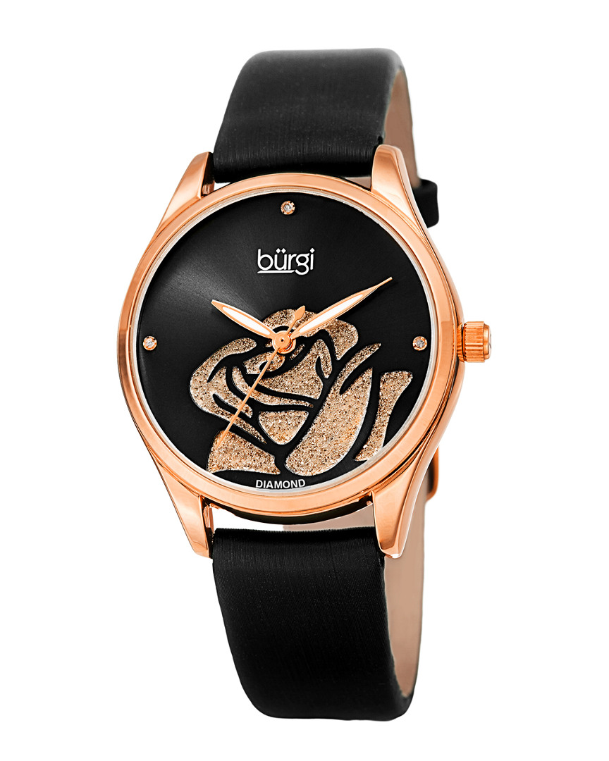 Burgi Women's Satin Over Leather Watch