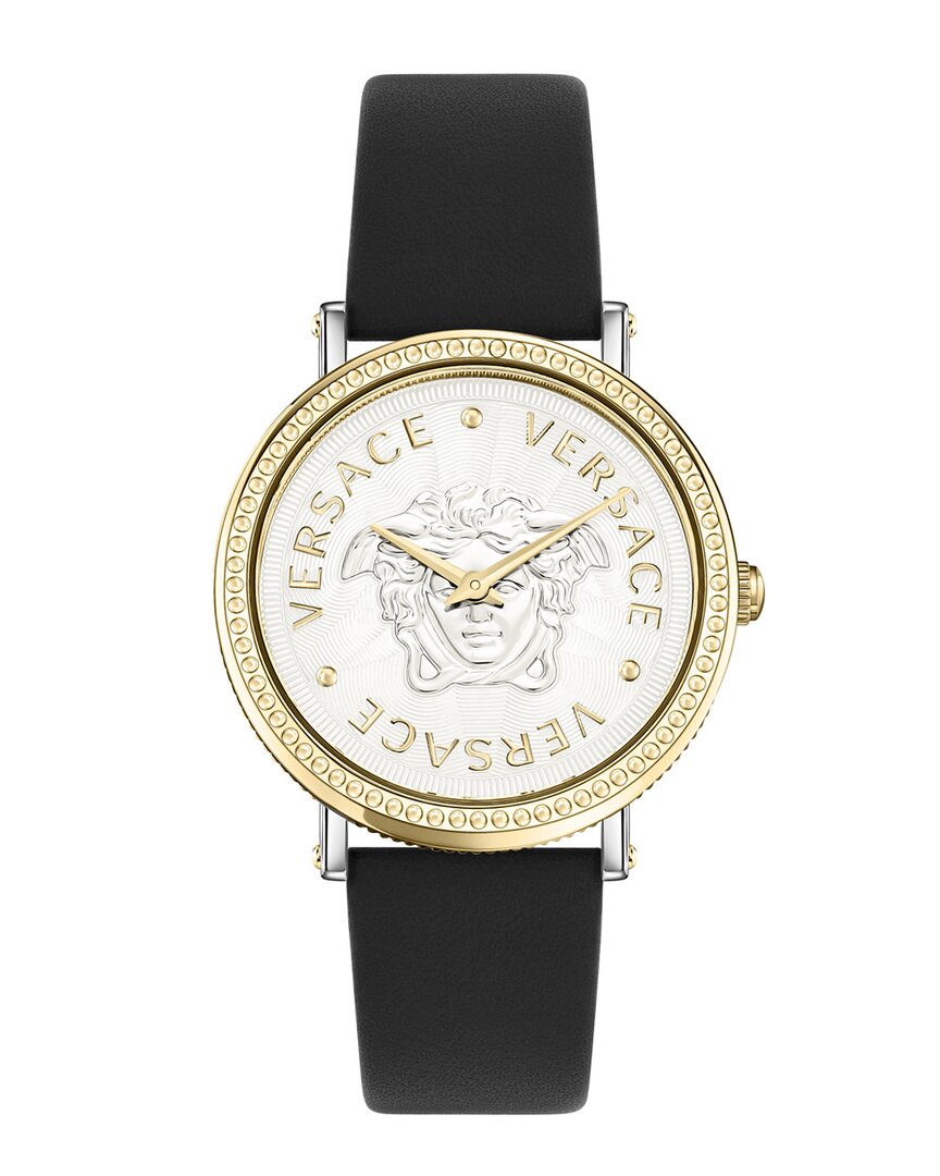 Versace 37mm Tte Slv Dial Slv Strap In Black