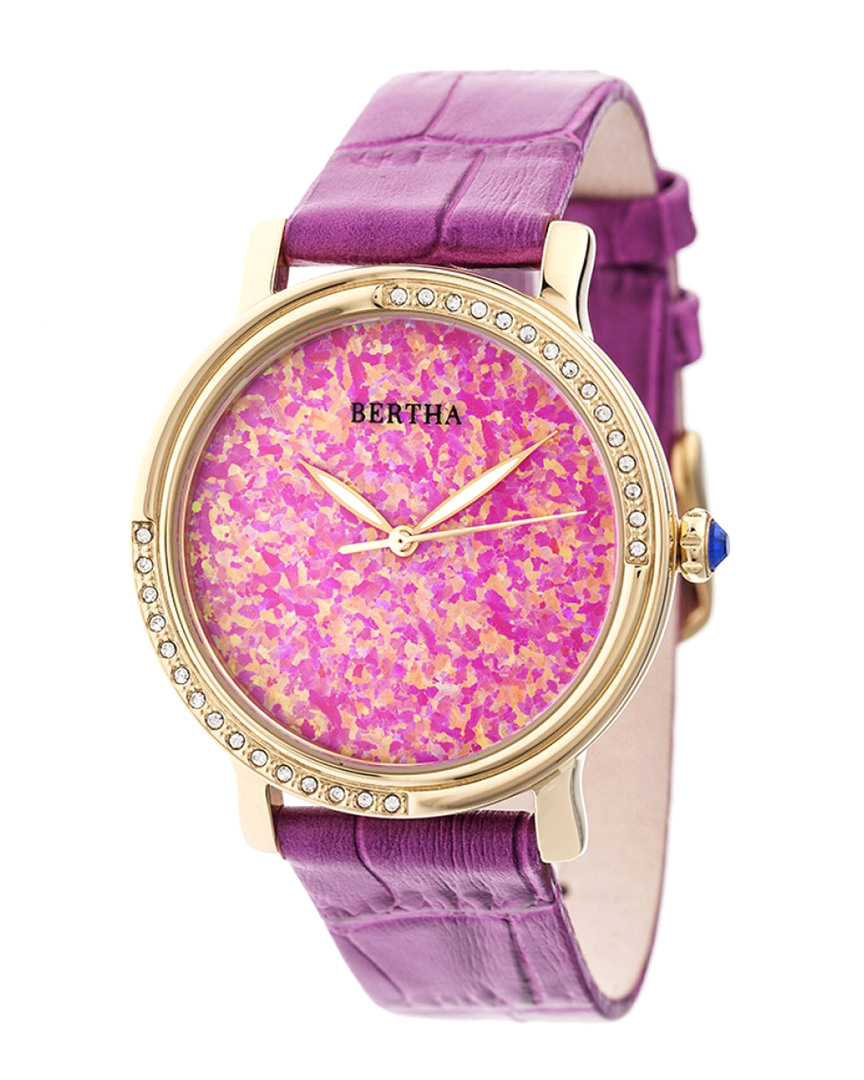 Bertha Courtney Crystal Ladies Watch Br7903 In Gold Tone / Pink