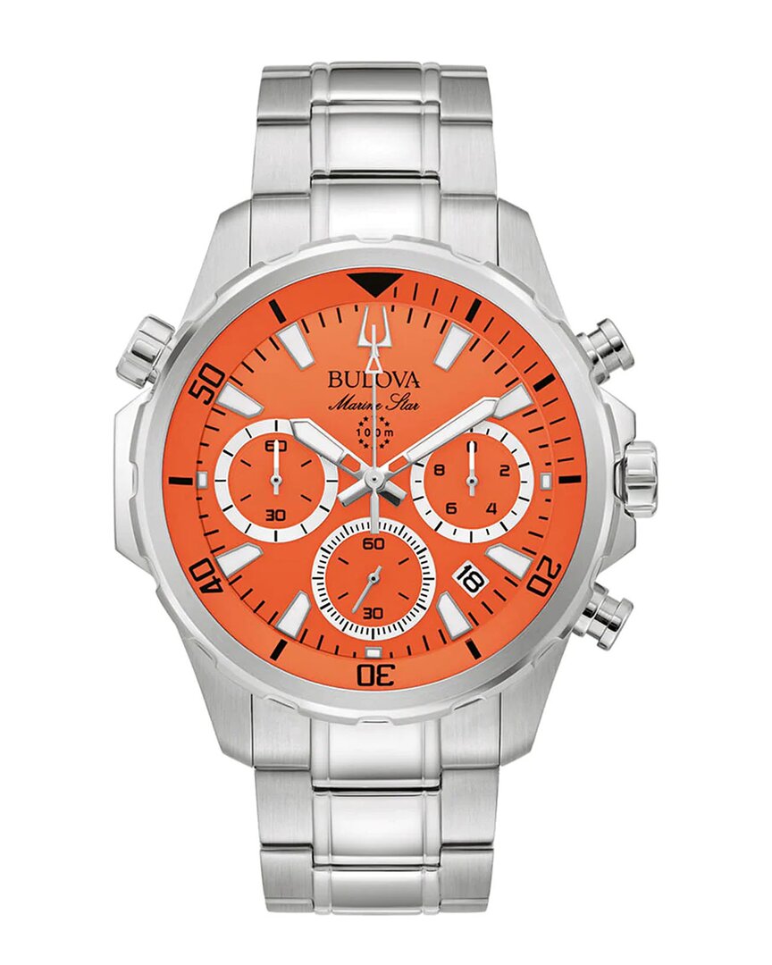 Bulova Marine Star Series B Mens Chronograph Silver Tone Stainless Steel Bracelet Watch 96b395