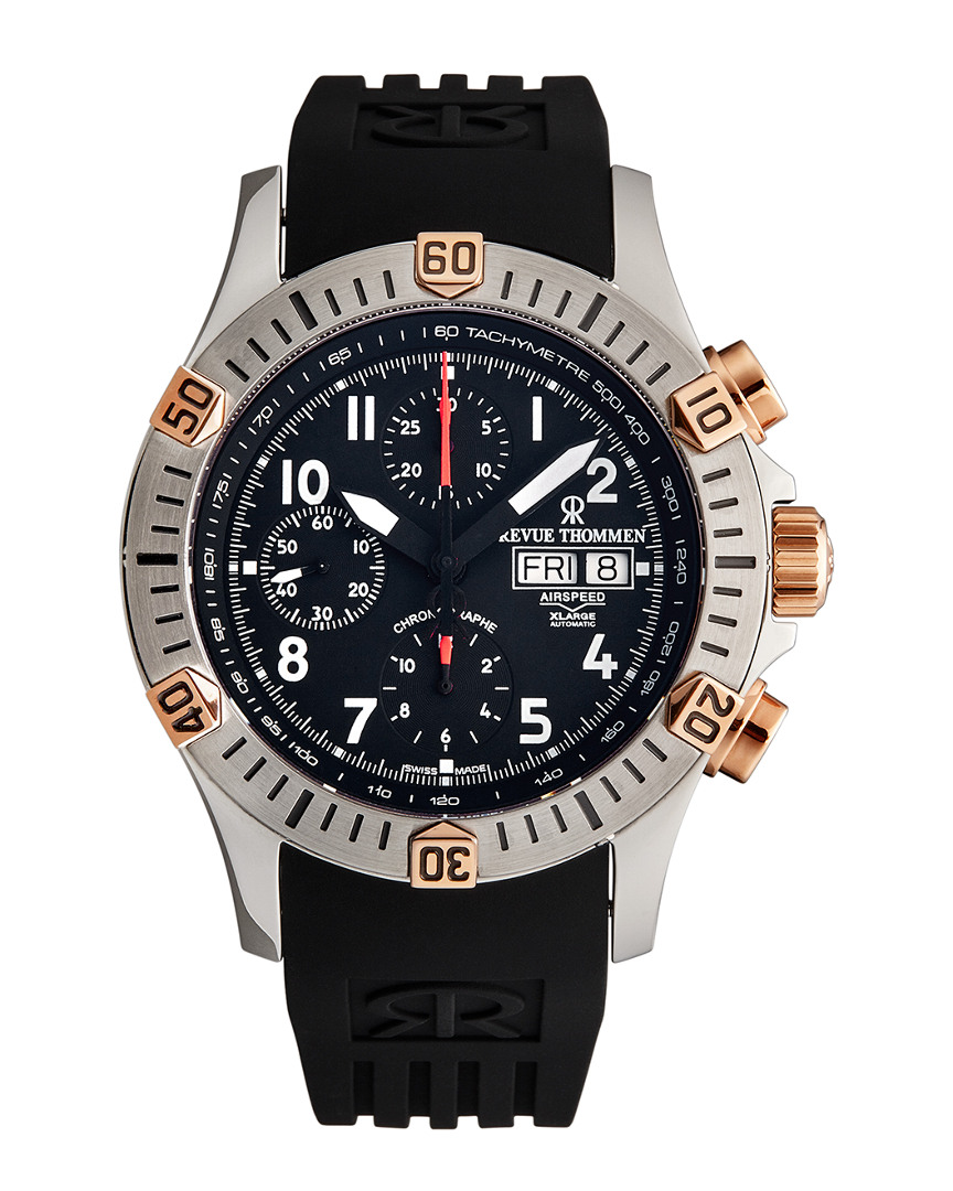 Revue Thommen Air Speed Xl Chronograph Automatic Black Dial Men's Watch 16071.6859 In Black / Gold Tone / Rose / Rose Gold Tone