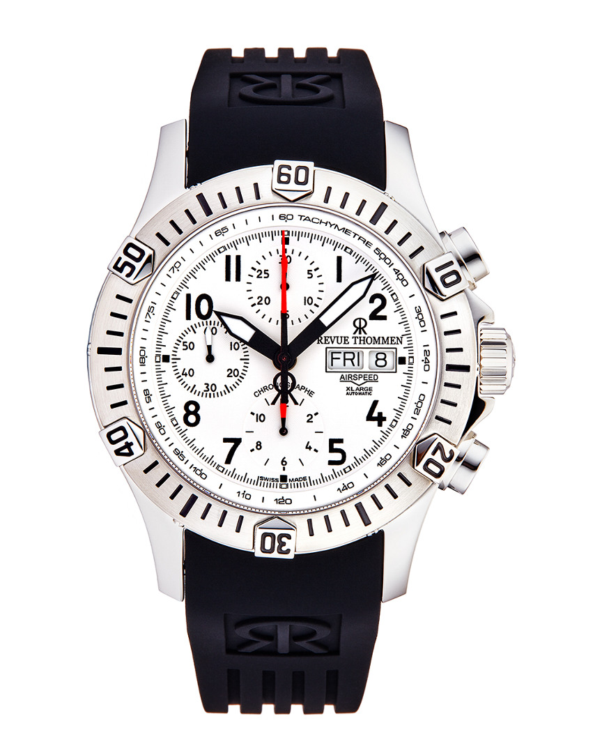 Revue Thommen Air Speed Xl Chronograph Automatic Silver Dial Men's Watch 16071.6822 In Red   / Black / Silver