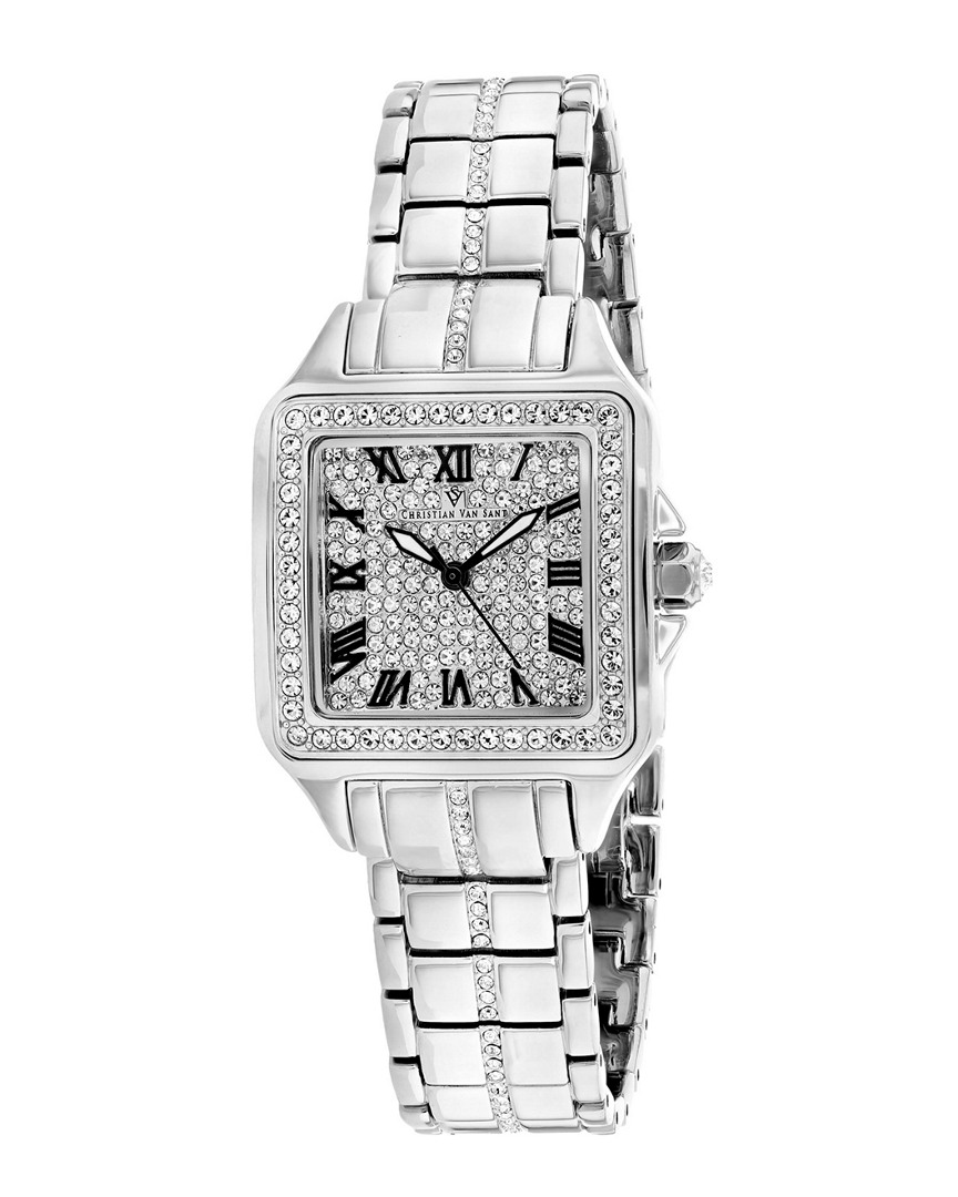 Christian Van Sant Splendeur Quartz Silver Dial Ladies Watch Cv4620 In Black / Brass / Silver
