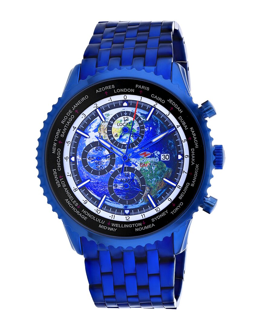 Seapro Meridian World Timer Gmt Blue Dial Mens Watch Sp7323