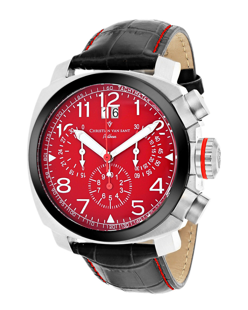Christian Van Sant Grand Python Mens Chronograph Quartz Watch Cv3au9 In Red   / Black