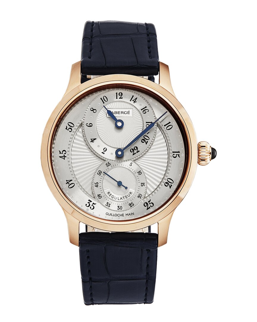 Fabergé Faberge Agathon Hand Wind Silver Dial Mens Watch Fab-212 In Blue / Gold / Gold Tone / Rose / Rose Gold / Rose Gold Tone / Silver