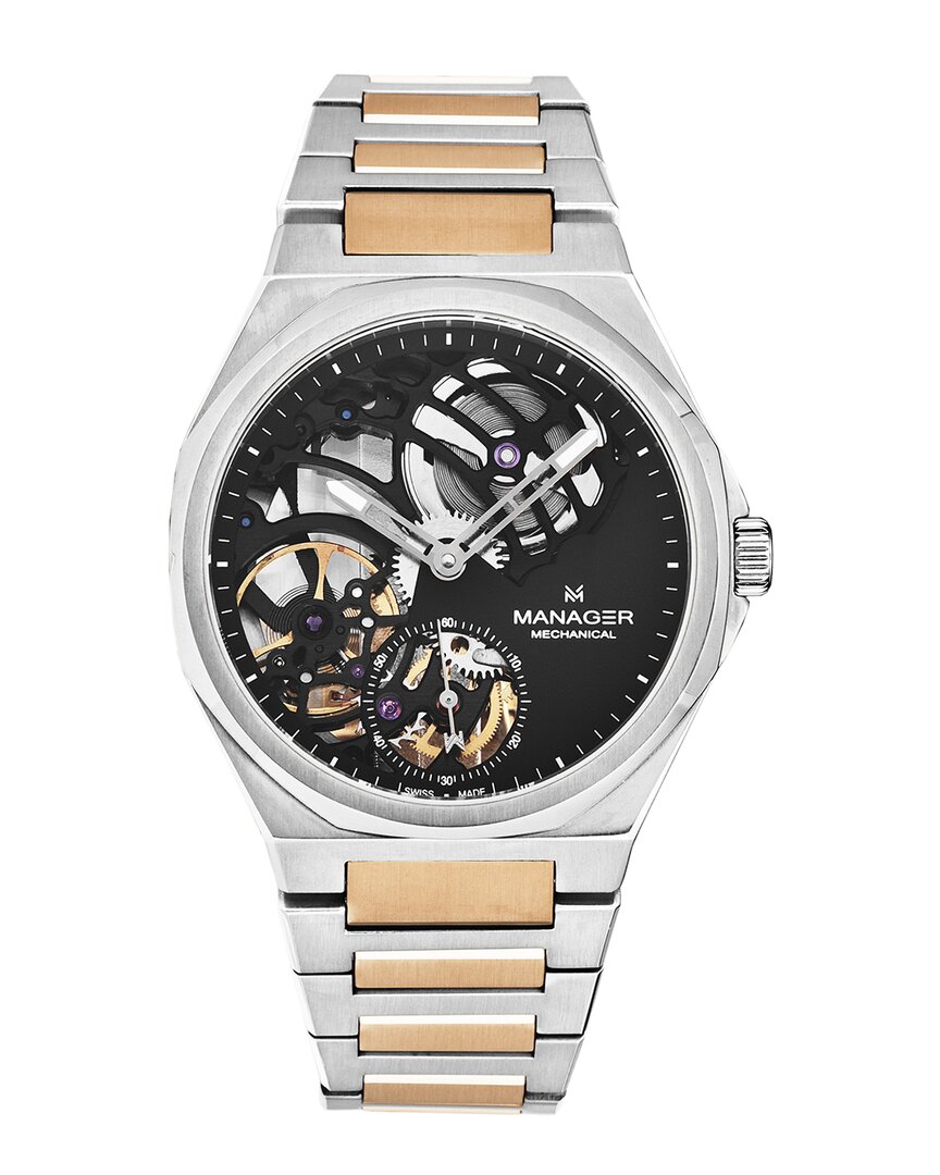 Manager Revolution Automatic Black Dial Mens Watch Man-rm-06-bm In Two Tone  / Black