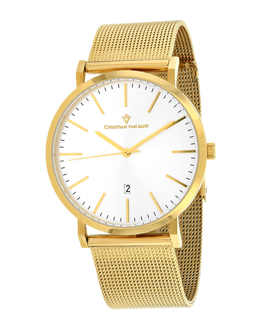 Christian Van Sant Paradigm Quartz Silver Dial Men's Watch Cv4325 In Gold Tone / Silver / Yellow