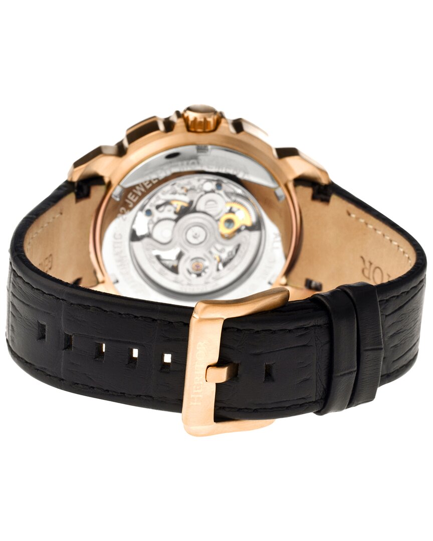 Heritor Automatic Conrad Skeleton Leather-band Watch