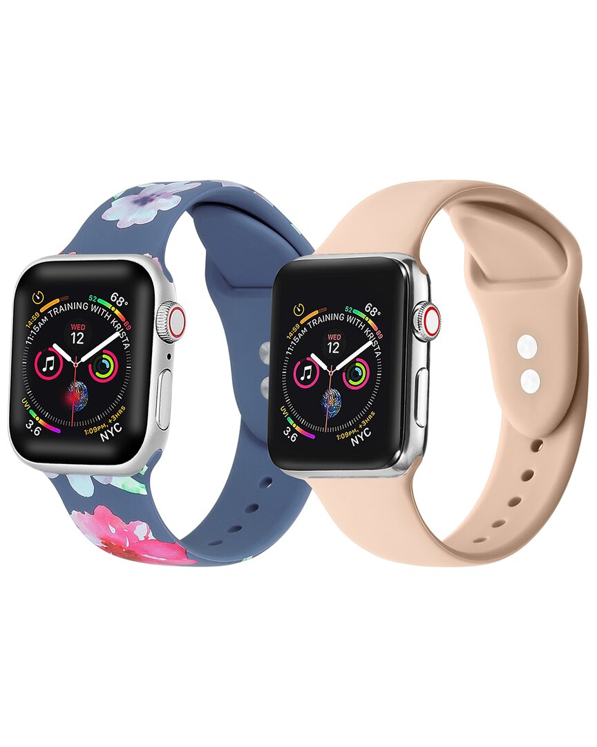 Shop Posh Tech Light Blue Floral And Light Pink Apple Watch Replacement Band