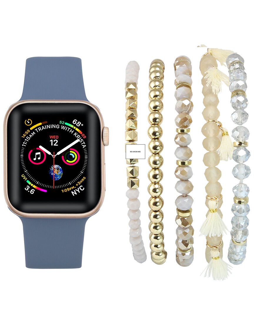 Shop Posh Tech Altantic Blue Silicone Band For Apple Watch And Bracelet Bundle