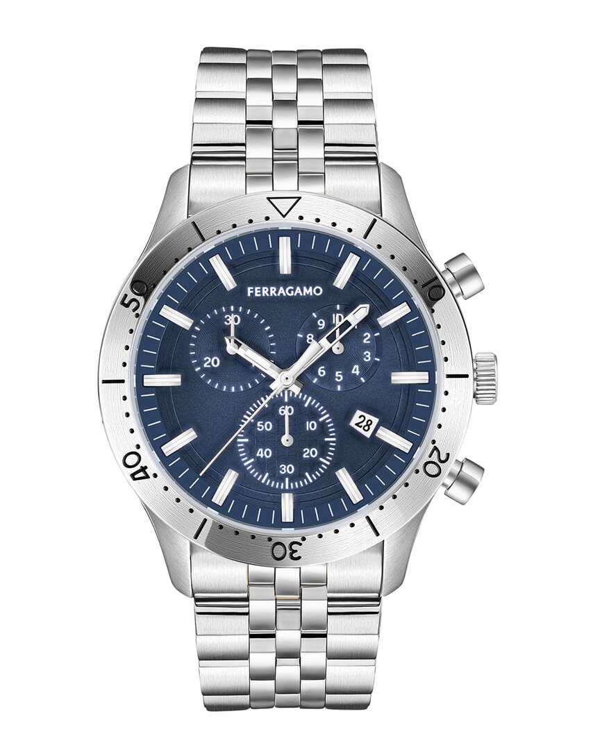 Ferragamo Master Chrono Bracelet Watch In Silver