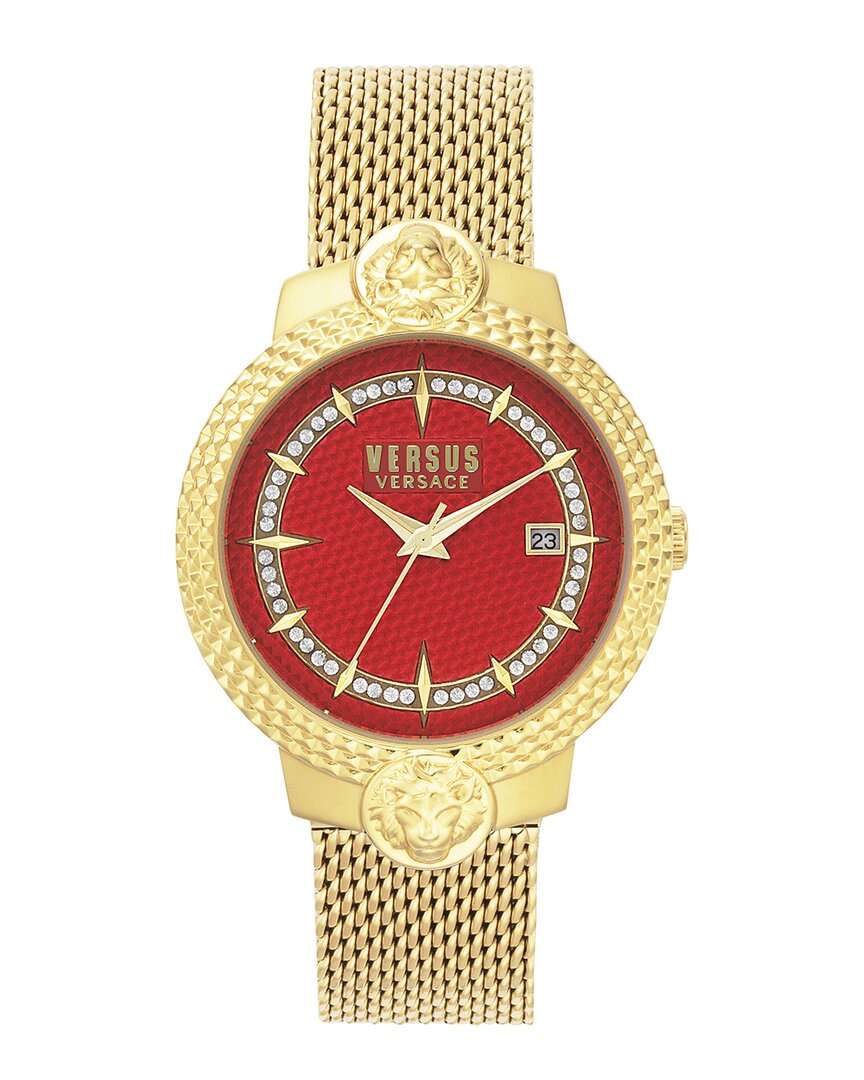 Versus By Versace Women's Mouffetard Crystal Track Watch In Gold